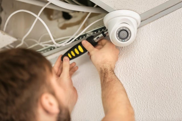 How To Choose Security System Installation Provider: a security sytems installtion provider setting cctv camera in home